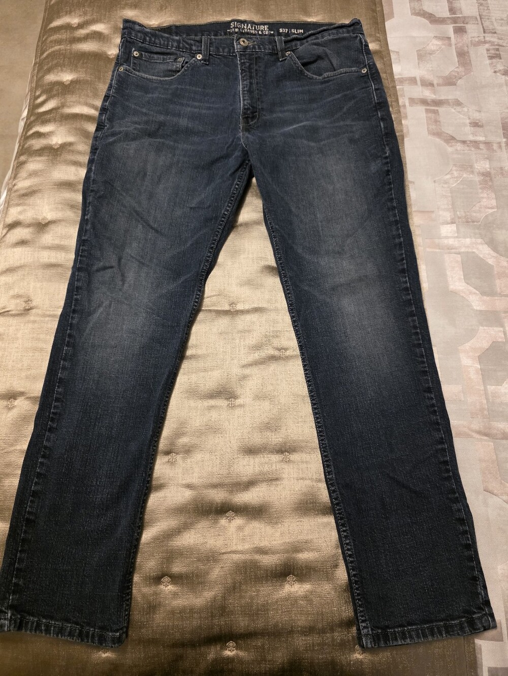 Signature Levi Strauss & Co. Slim Straight Men's Jeans Dark Blue Denim Size 36